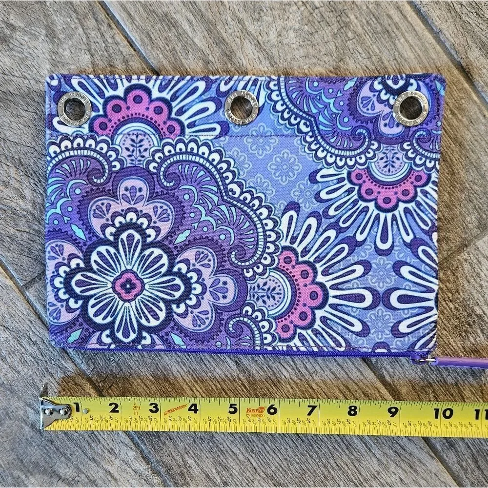 NWOT Vera Bradley Purple 3 Ring Binder Zipper Pouch Bag